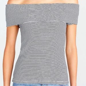 NWT J.CREW Women's Striped off-the-shoulder Top M